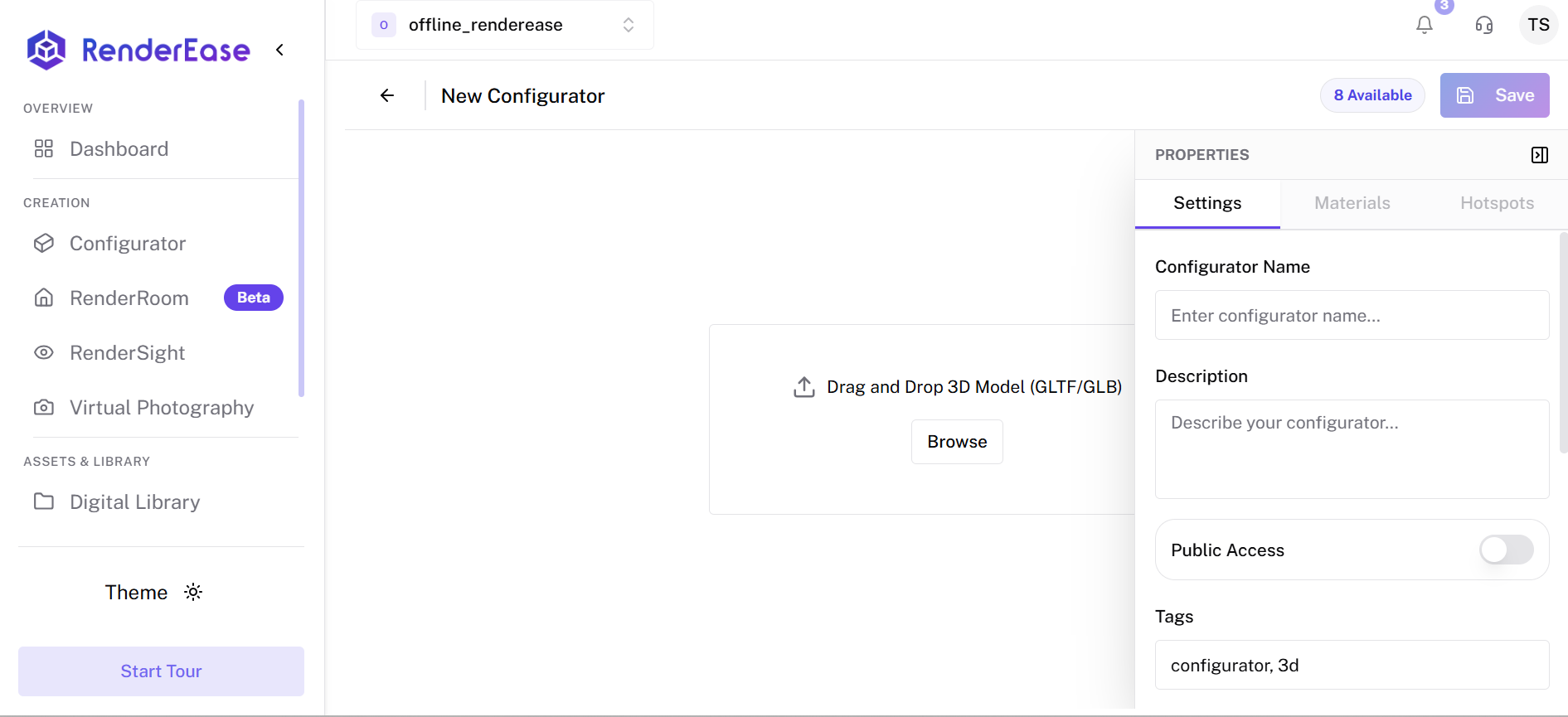 Create Configurator – Upload GLB